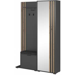 Garderoba do przedpokoju z lustrem LAMELE 131 cm grafit